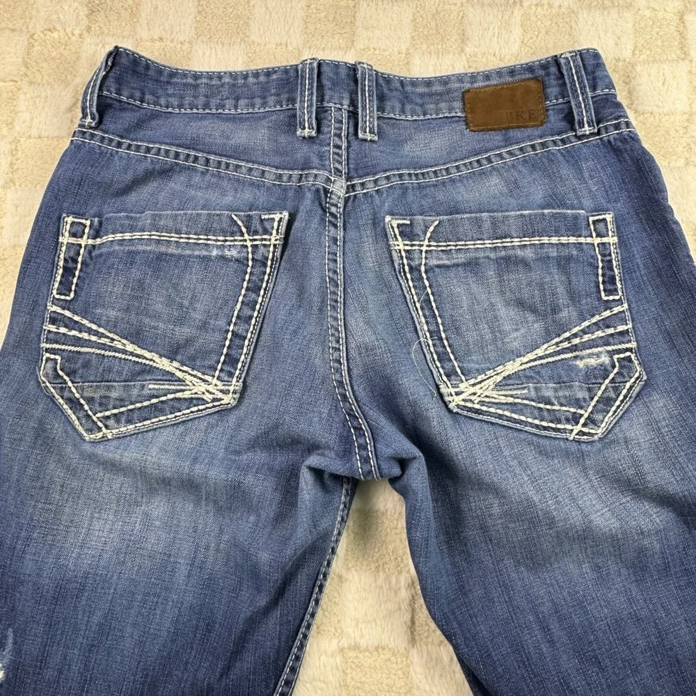 BKE Denim Mens Aiden Relaxed Bootcut Jeans Distressed Rips Size‎ 30R